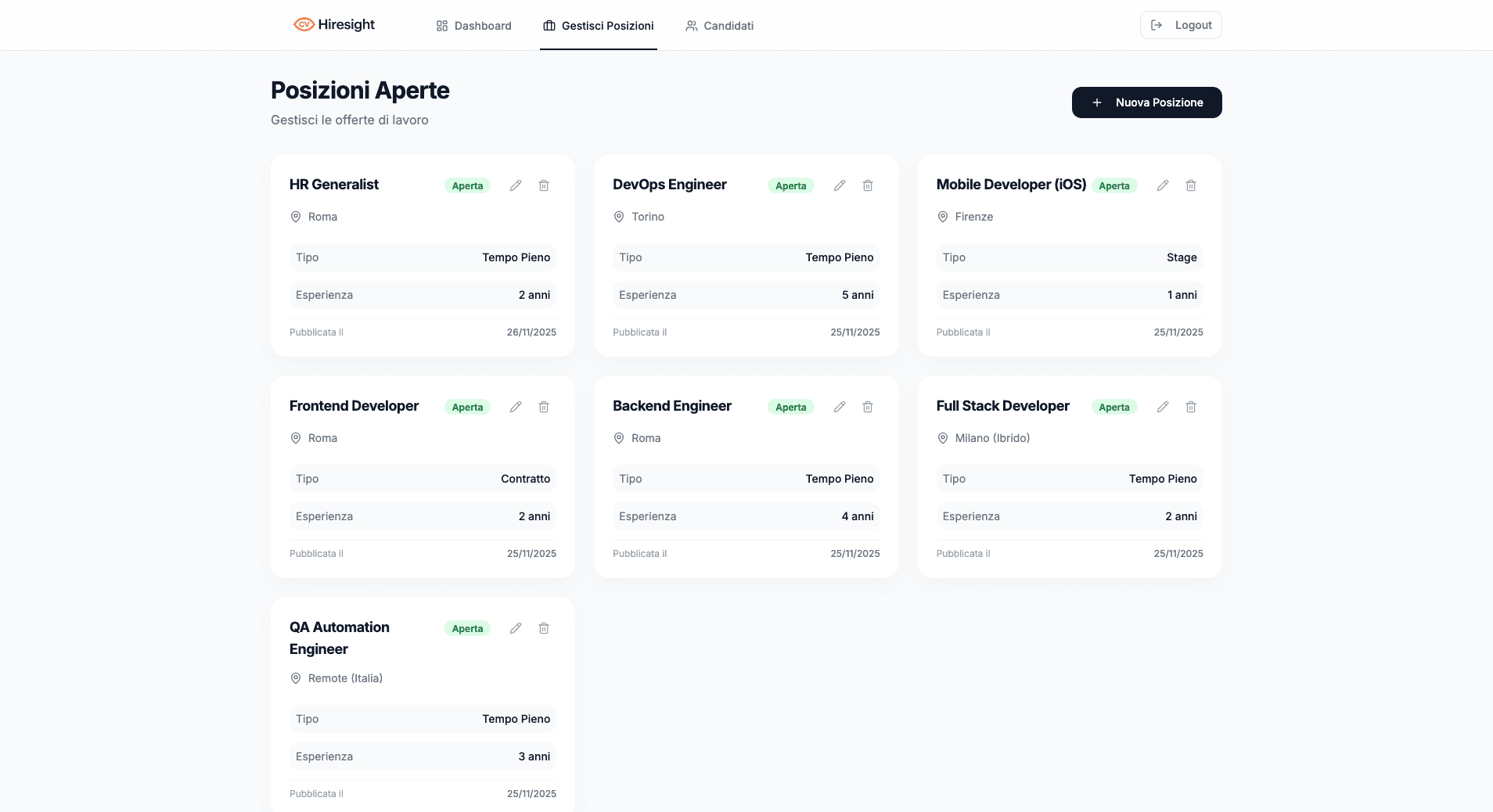 HireSight · Job positions
