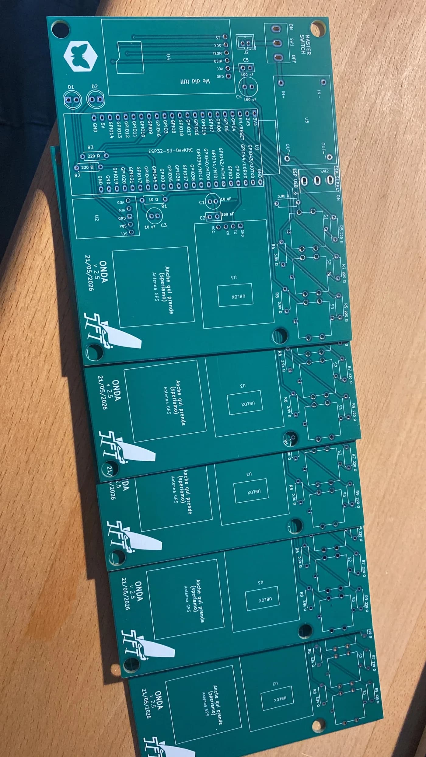 The circuit boards before assembly.