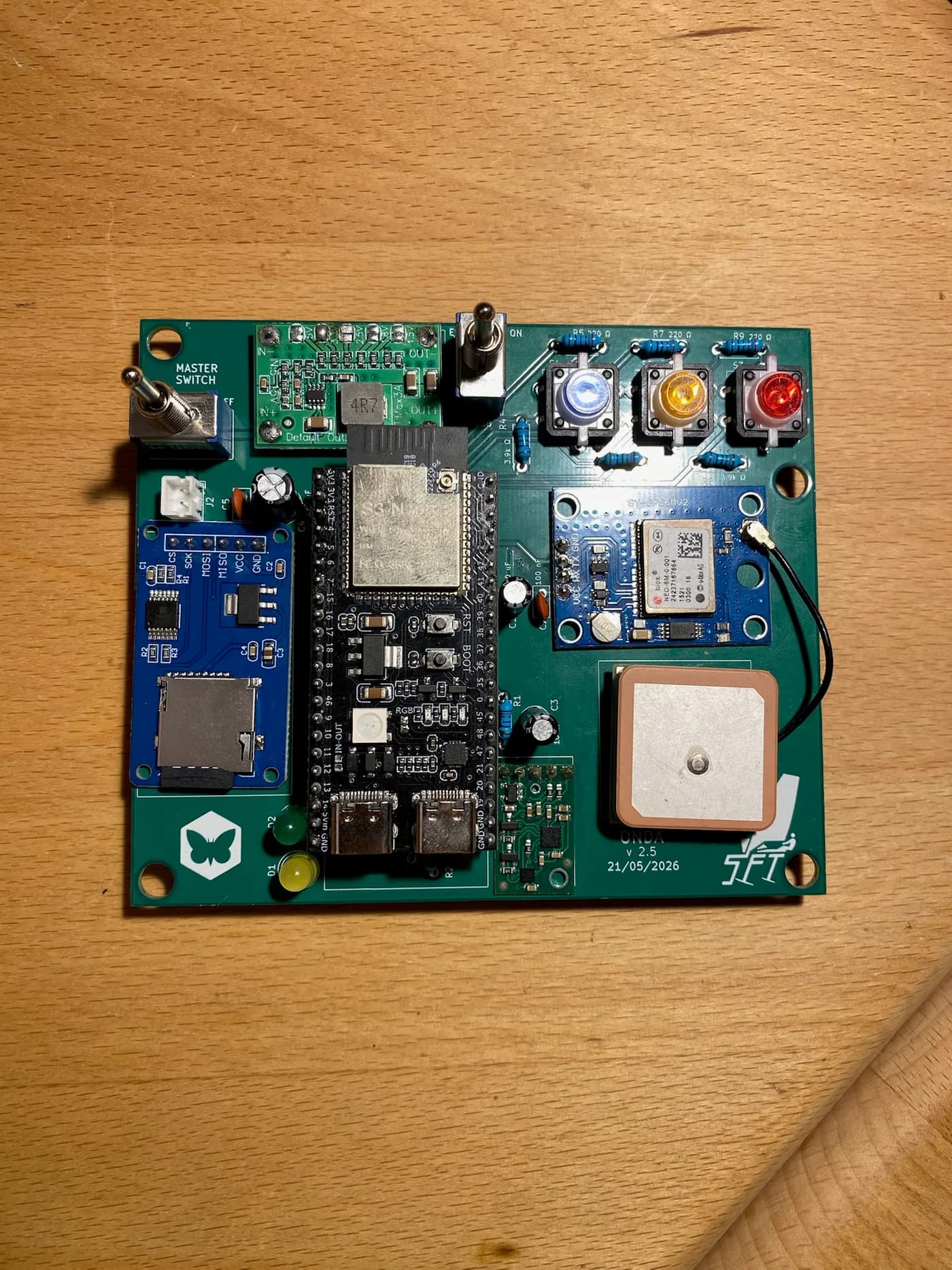 The telemetry board, assembled.
