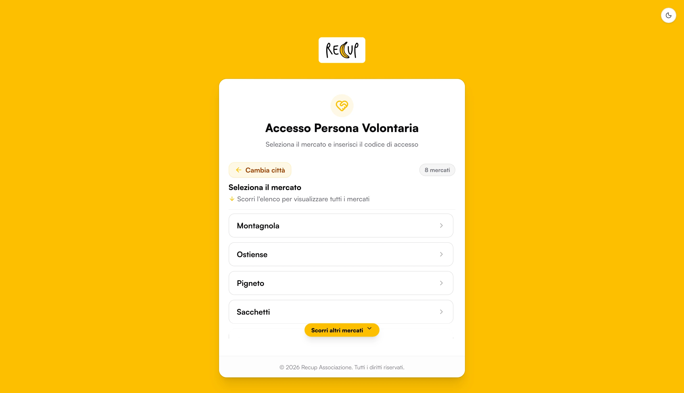 Volunteer access · market selection.